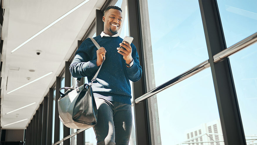 Businessman holding phone